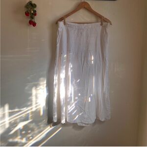 100% Linen White Joie Maxi Midi Skirt